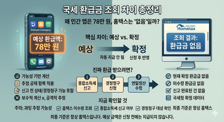 국세 환급금 조회 금액 다른 이유 | 78만 원 예상액 | 경정청구 신청 기간