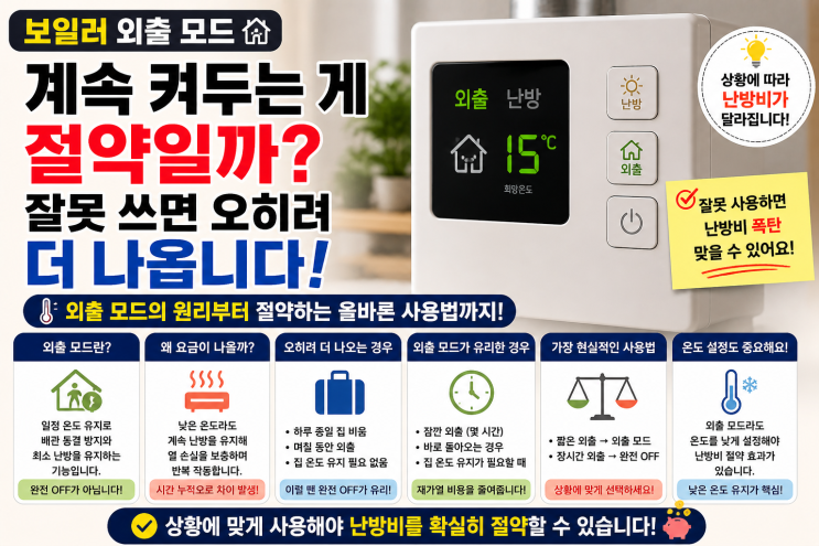  보일러 외출 모드 계속 켜두는 게 절약일까, 잘못 쓰면 오히려 더 나옵니다