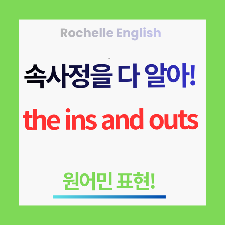  The ins and outs 뜻 | 어떤 일의 '속사정'과 '디테일'을 영어로 말하려면?