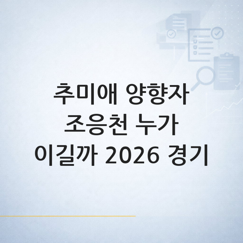 추미애 양향자 조응천 비교 — 2026 경기도지사 후보 구도 정리