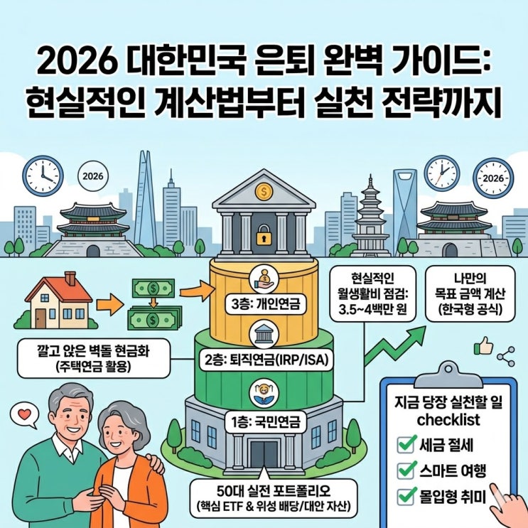  2026년 기준 노후 적정 생활비와 은퇴 자금 현실적인 계산법 (ft. 3층 연금 세팅)