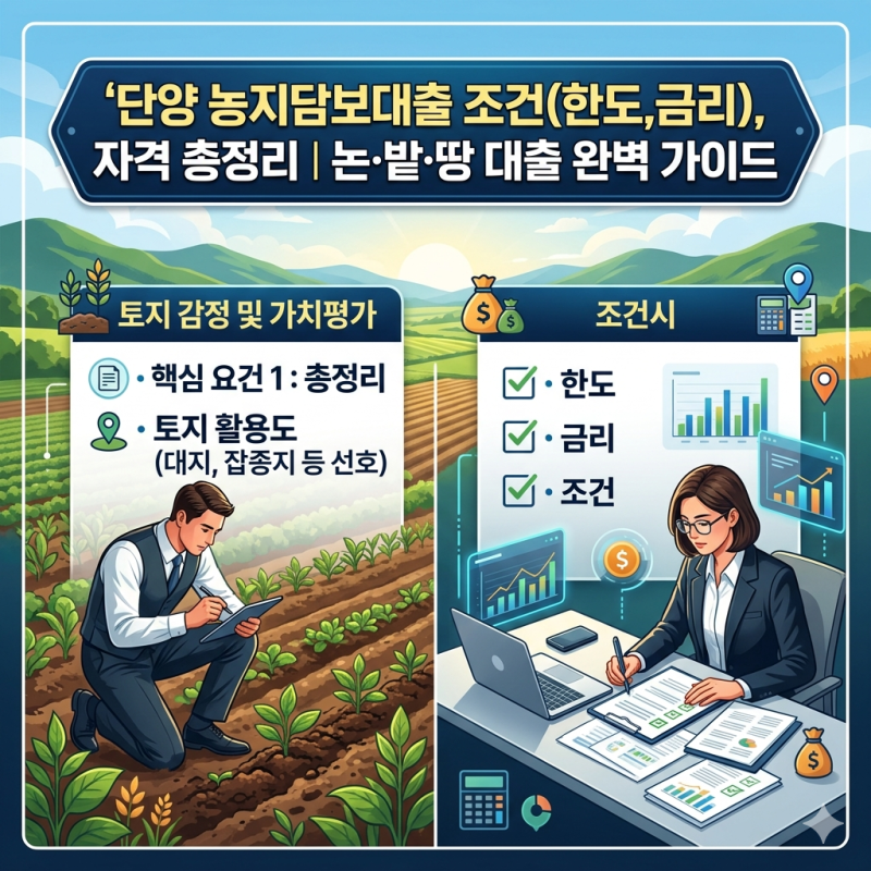 단양 농지담보대출 조건(한도,금리), 자격 총정리｜논·밭·땅 대출 완벽 가이드