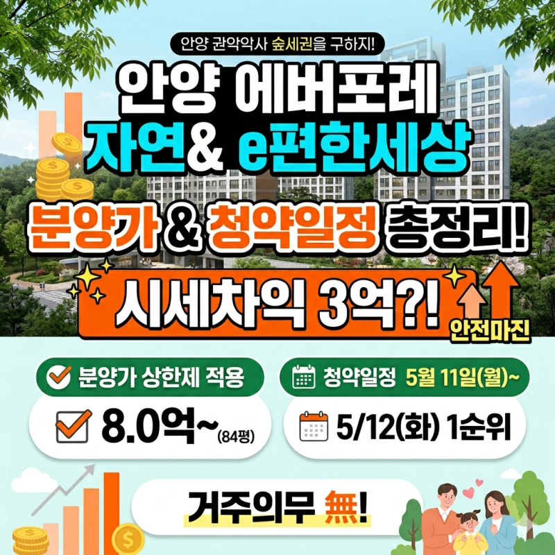 [청약정보] 분양가 상한제 적용! 안양 에버포레 자연& e편한세상 청약일정