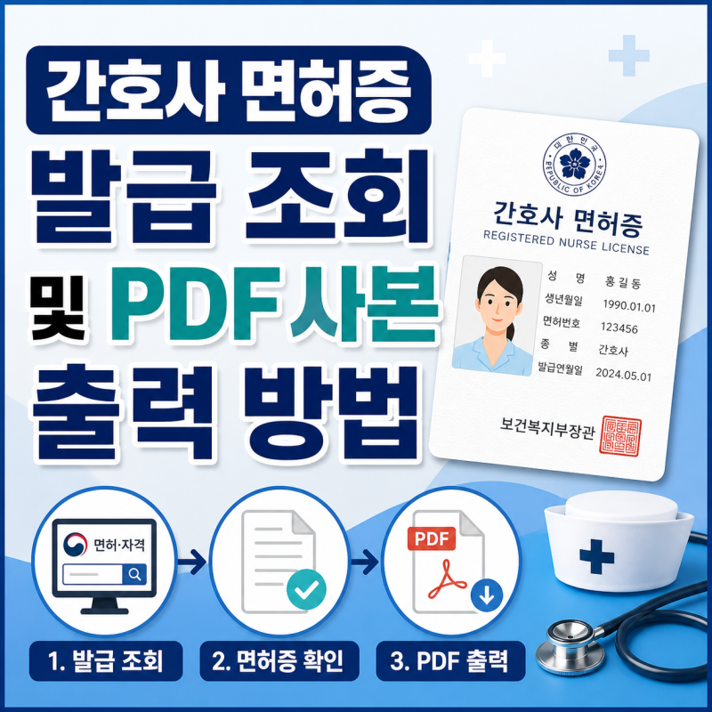 간호사 면허증 발급 조회 및 PDF 사본 출력 방법