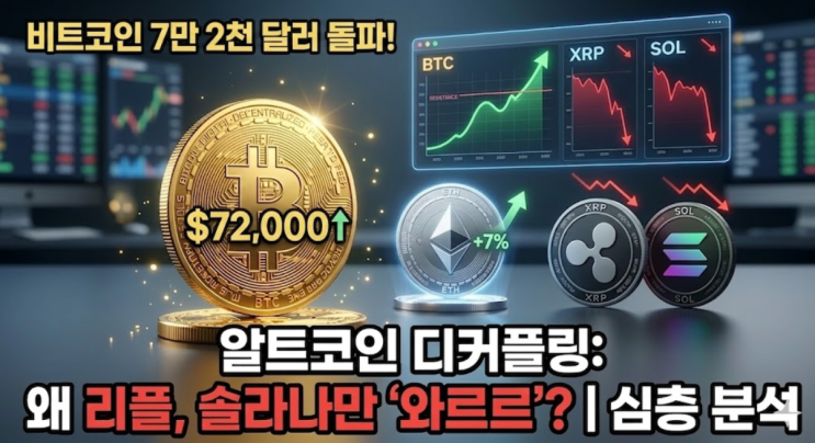  비트코인, 이더리움 5~8%대 반등에도 리플 솔라나는 '와르르' 하락? 반전의 배경