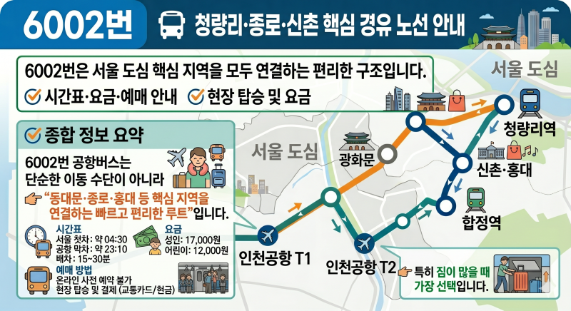6002번 공항버스 시간표·예매·요금·노선도 정류장까지