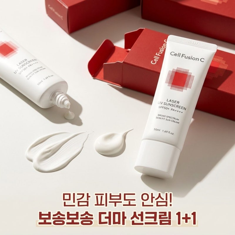 셀퓨전씨 레이저 UV 썬 스크린 50ml+50ml SPF50+ PA++++ 민감피부 데일리 저자극 더마 선크림 1+1 후....