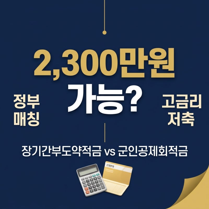 장기간부도약적금 vs 군인공제회적금 비교, 최대 2,300만원 혜택과 가입조건 확인하기