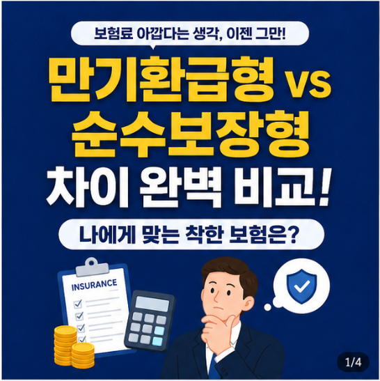 순수보장형 vs 만기환급형, 같은 보장 다른 보험료인데 돌려받는 게 이득?
