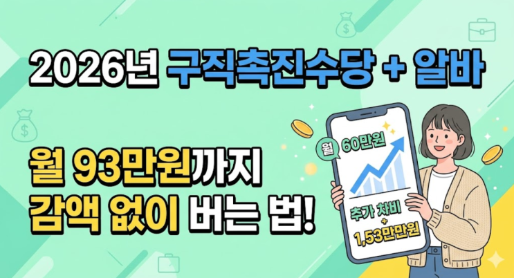  "월 93만원까지 괜찮아!" 2026년 구직촉진수당+알바, 감액 없이 버는 법은?