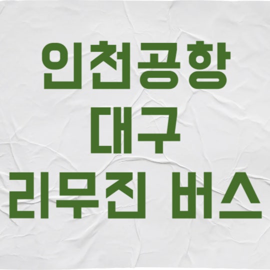 인천공항 대구 리무진 3가지만 알면 이동 시간 1시간 아낍니다