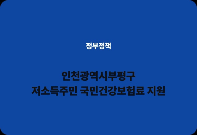 부평구 저소득층 보험료 지원 경감 혜택과 중복 가능할까