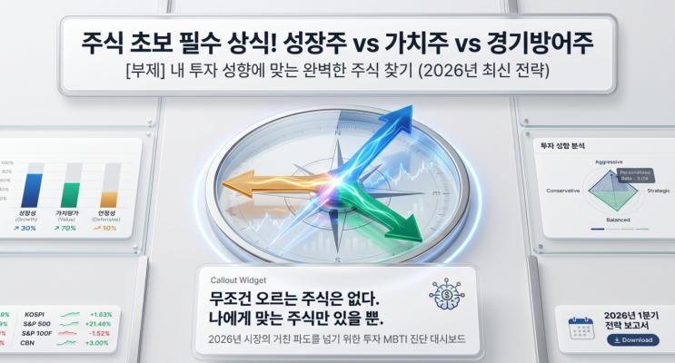  [주식 초보 필수]성장주 vs 가치주 vs 경기방어주: 내 투자 성향에 맞는 완벽한 주식 찾기