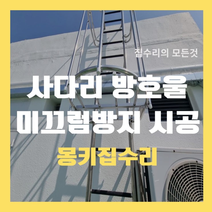  사다리 방호울 시공, 발판 미끄럼 방지 테이프라인 설치
