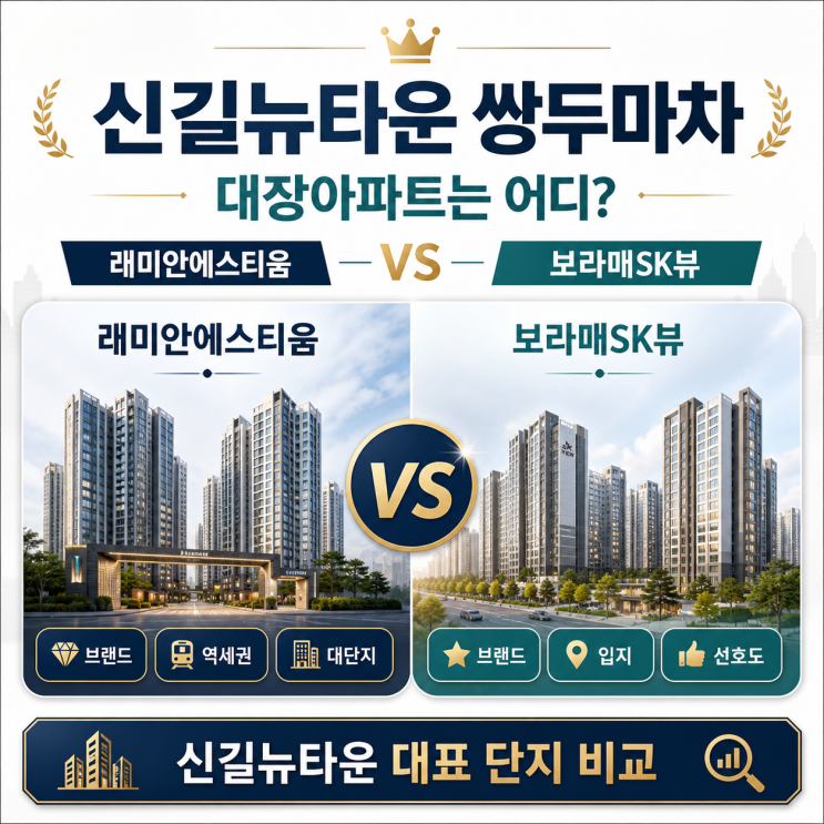  [신길뉴타운 대장아파트] 래미안에스티움 vs 보라매SK뷰 상세 비교 및 더샵신길센트럴시티 당첨자의 실전 분석