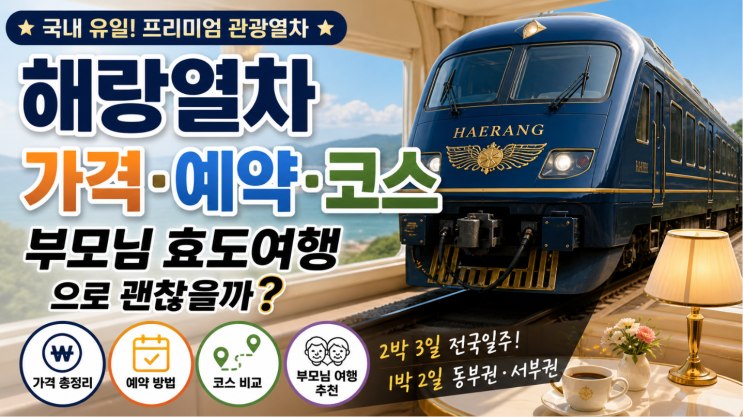  해랑열차 가격 예약 코스, 부모님 효도여행으로 괜찮을까