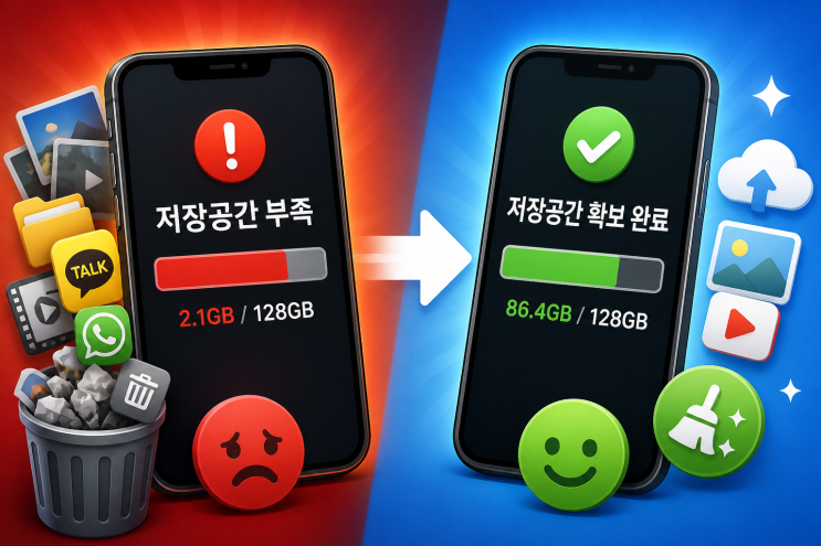   스마트폰 저장공간 부족 해결 방법 (사진·영상 정리 핵심)