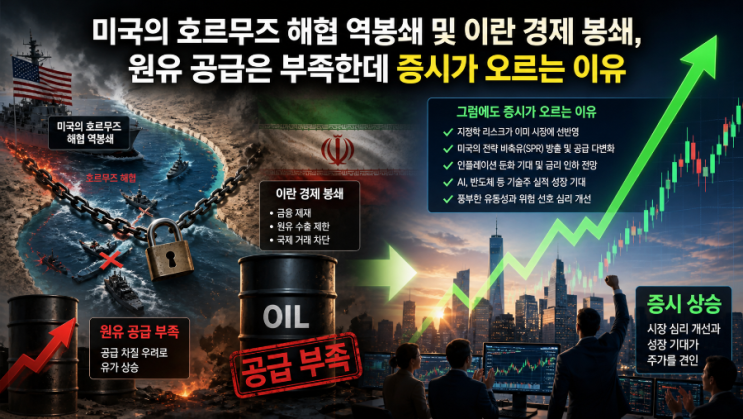 미국의 호르무즈 해협 역봉쇄 및 이란 경제 봉쇄, 원유 공급은 부족한데 증시가 오르는 이유