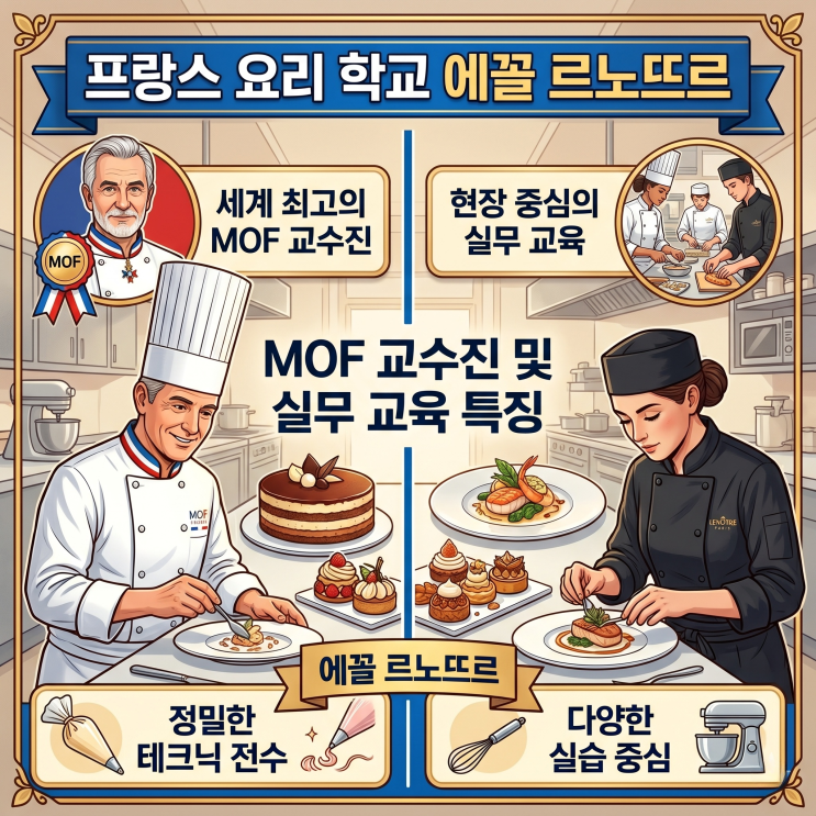  파리 요리 학교 추천 에꼴 르노뜨르 MOF 교수진 및 실무 교육 특징