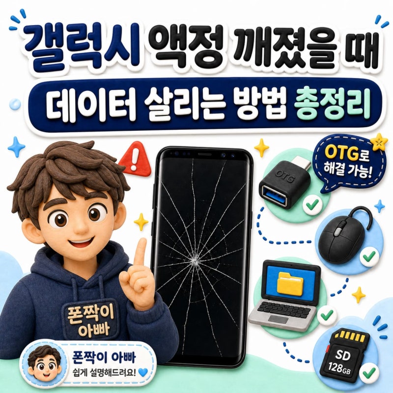 갤럭시 액정 깨져서 화면 안 보일 때 데이터 옮기는 법 완벽 정리 [2026 최신]
