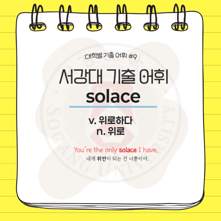  대학별 기출어휘 #9 solace 편입영어 김영편입 기출단어 서강대학교 서강대 기출어휘
