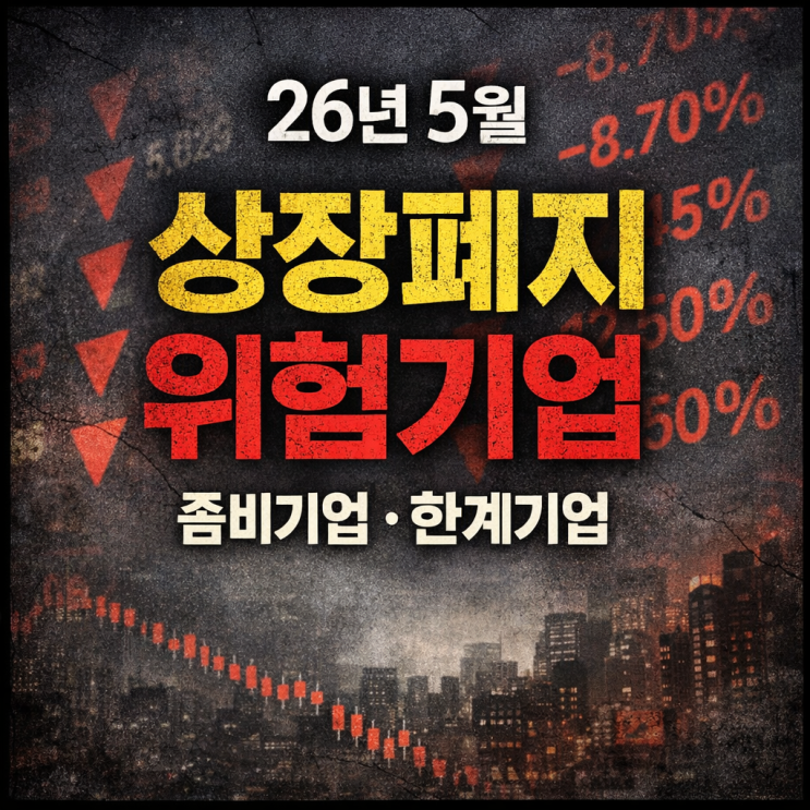  26년 5월 상장폐지 위험기업,좀비기업,한계기업