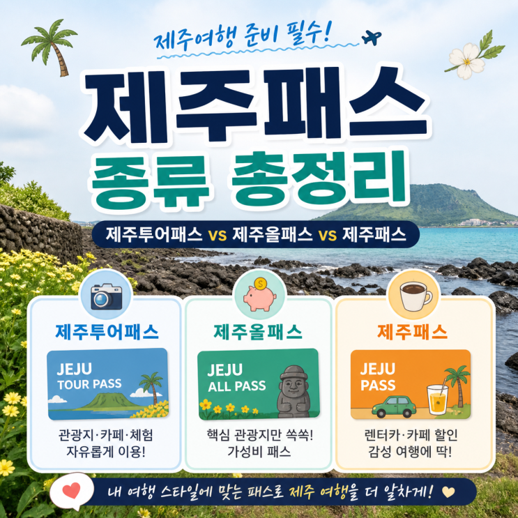  제주투어패스 제주올패스 제주패스(렌트카) 차이 비교 제주도 여행 준비물