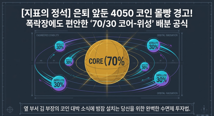  은퇴 앞둔 4050 코인 몰빵 경고! 폭락장에도 편안한 '70/30 코어-위성' 배분 공식