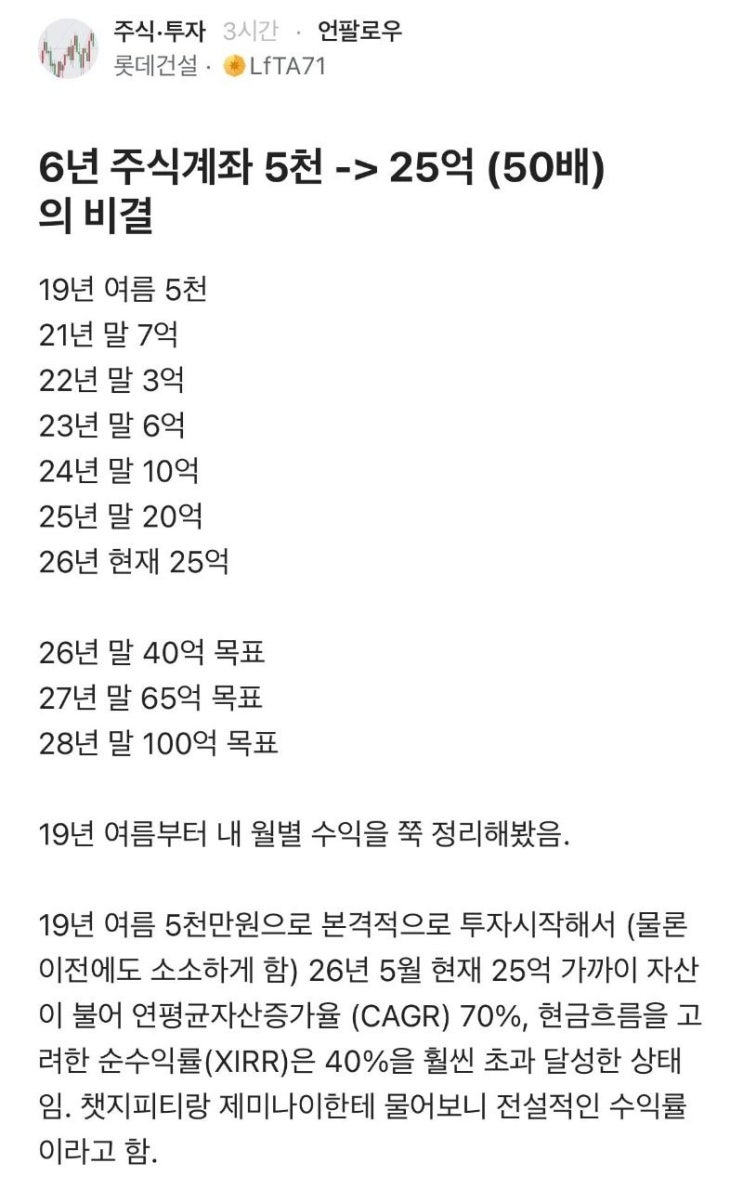  5천으로 25억 만든 비결