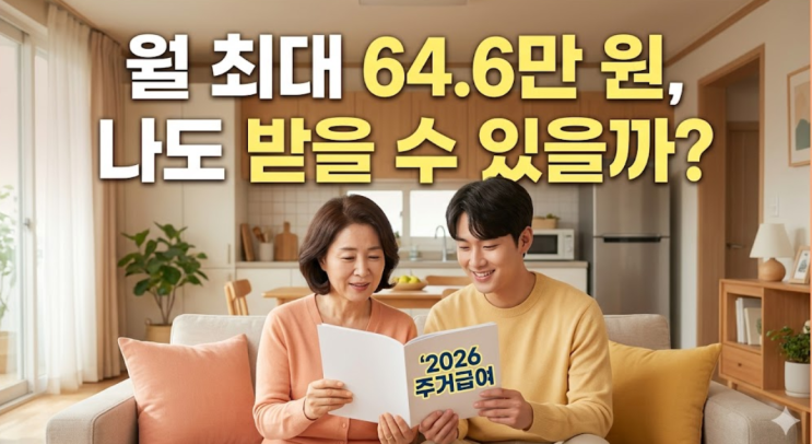  "월 최대 64.6만 원" 2026년 주거급여, 이 조건이면 나도 받을 수 있을까?