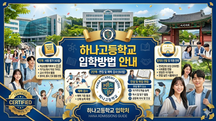  하나고등학교 2027학년도 입학방법 안내