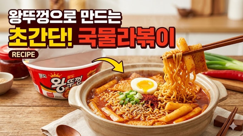[왕뚜껑 국물라볶이 레시피] 실패 없는 황금비율로 집에서 5분 만에 완성!✨