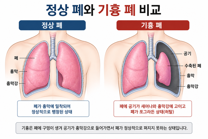 기흉 증상 3가지, 가슴 통증 있다면 반드시 확인