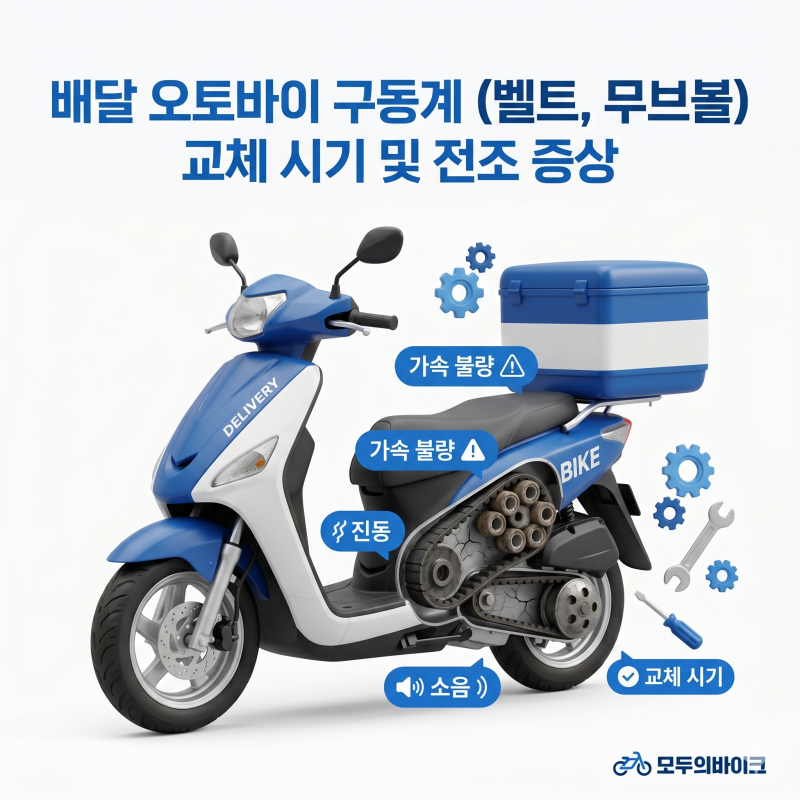배달 오토바이 구동계(벨트, 무브볼) 교체 시기 및 전조 증상