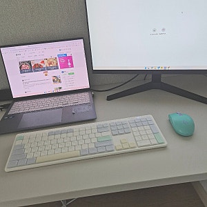예쁜 파스텔톤 화이트 키보드 저소음 GK698 머랭 펜타그래프 한성컴퓨터