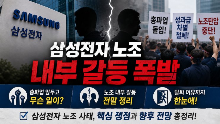  삼성전자 노조 내부 갈등 폭발 전말, 총파업 앞두고 탈퇴 이유까지 정리