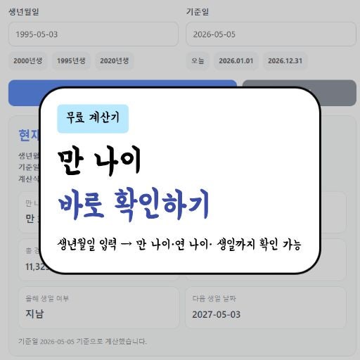 만나이 계산기 - 생년월일 입력 하나로 바로 확인