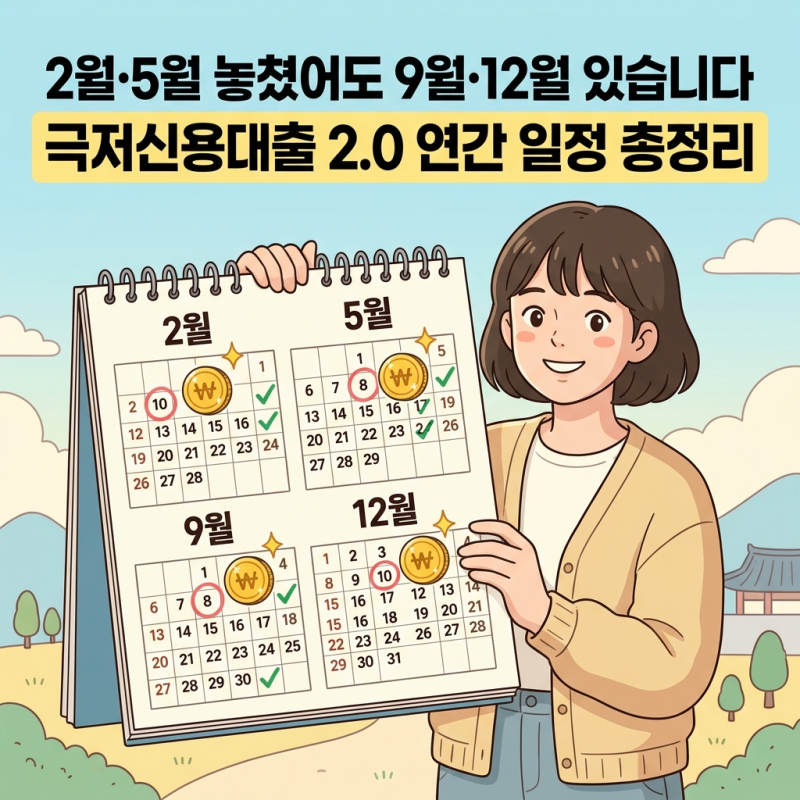 9월 12월에도 기회 있습니다! 저신용대출 2.0 연간 일정