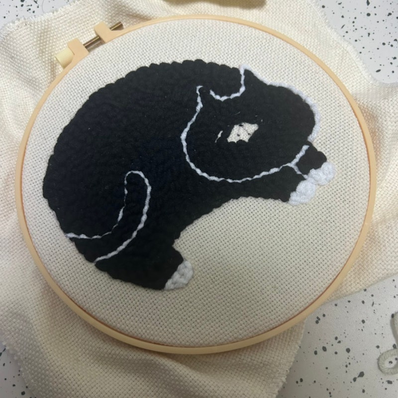 고양이 티코스터 펀치니들 diy 후기