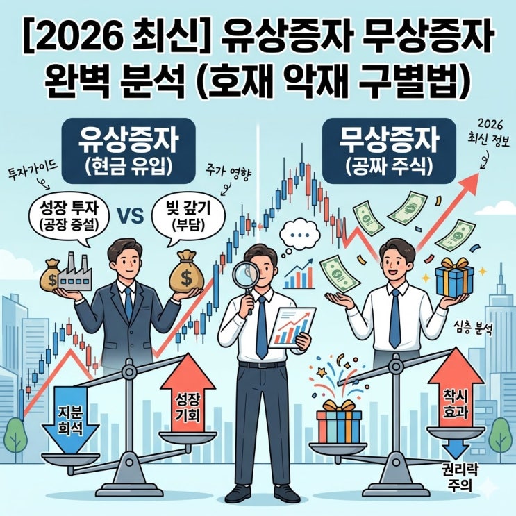  [2026 최신] 유상증자 무상증자 주가 영향 완벽 정리 (호재 악재 구별법)