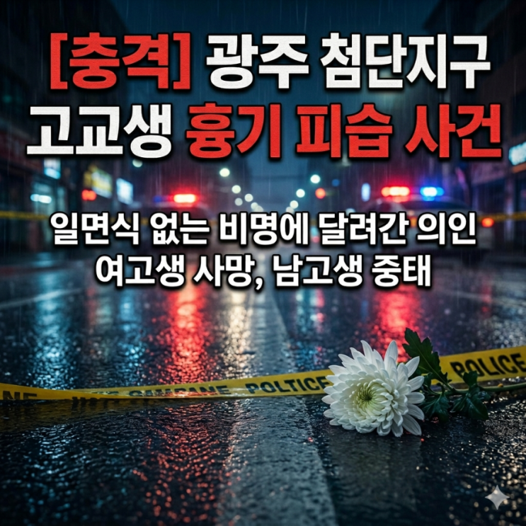  [충격] 광주 첨단지구 고교생 흉기 피습 사건, 일면식 없는 비명에 달려간 의인