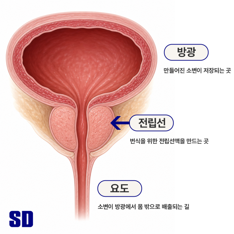 방광, 전립선, 요도의 위치와 역할