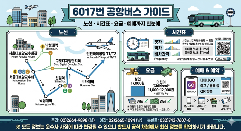 6017번 공항버스 시간표·예매·요금·노선 예약까지 한눈에