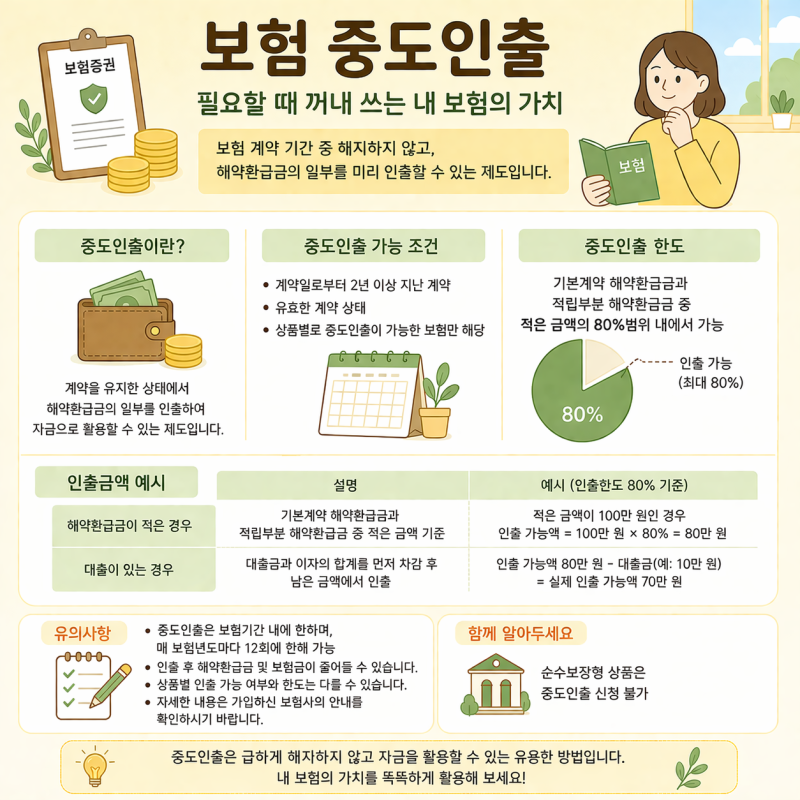 보험 중도인출 제대로 이해하기, 한도 조건과 계약대출 차이까지