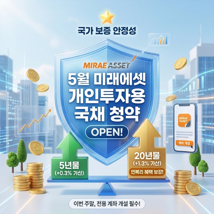  은행 예금보다 낫다? 5월 미래에셋 개인투자용 국채 청약 완벽 가이드