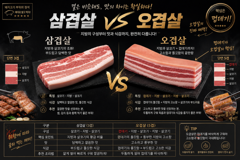 삼겹살 오겹살 차이 모르시는 분 없죠?