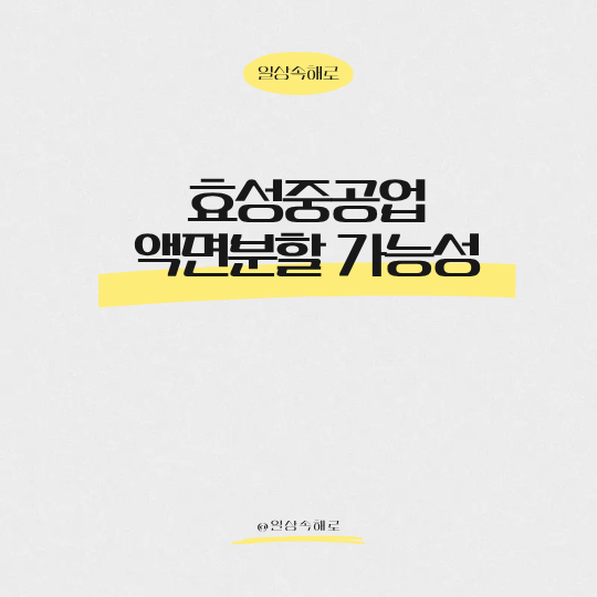 '효성중공업' 주가 및 액면분할 가능성 분석 (SKT·아모레 사례)