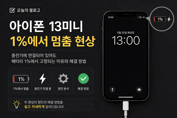 아이폰 전문 수리업자가 알려주는 13미니 배터리 충전 1%에서 안 올라가는 이유?
