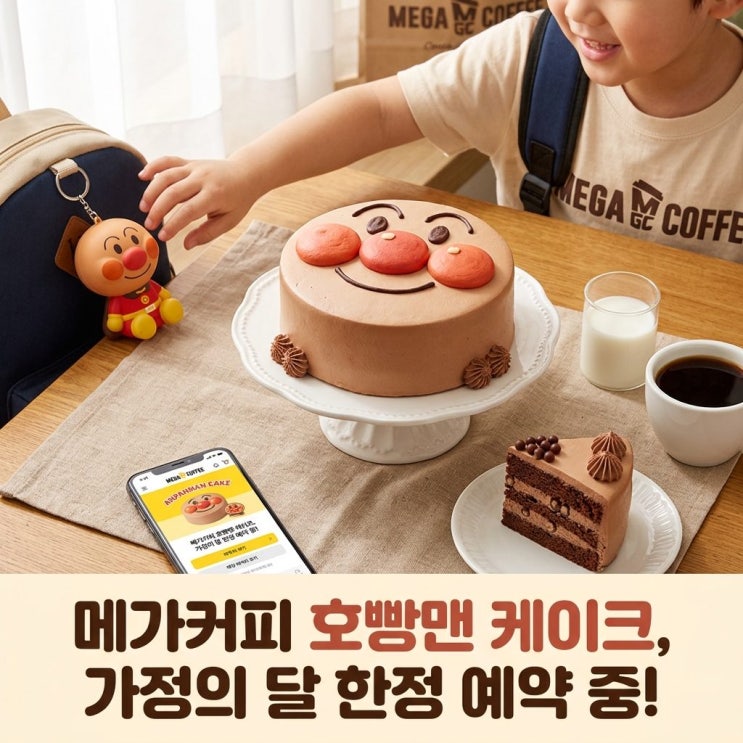  메가커피 호빵맨 케이크: 한정 예약으로 귀여움과 맛의 완벽 동시 소장!