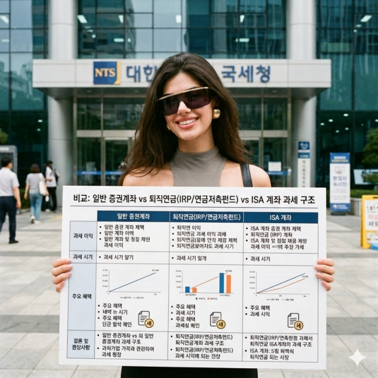  일반 증권계좌, 퇴직연금(IRP/연금저축펀드), ISA 계좌의 과세 구조